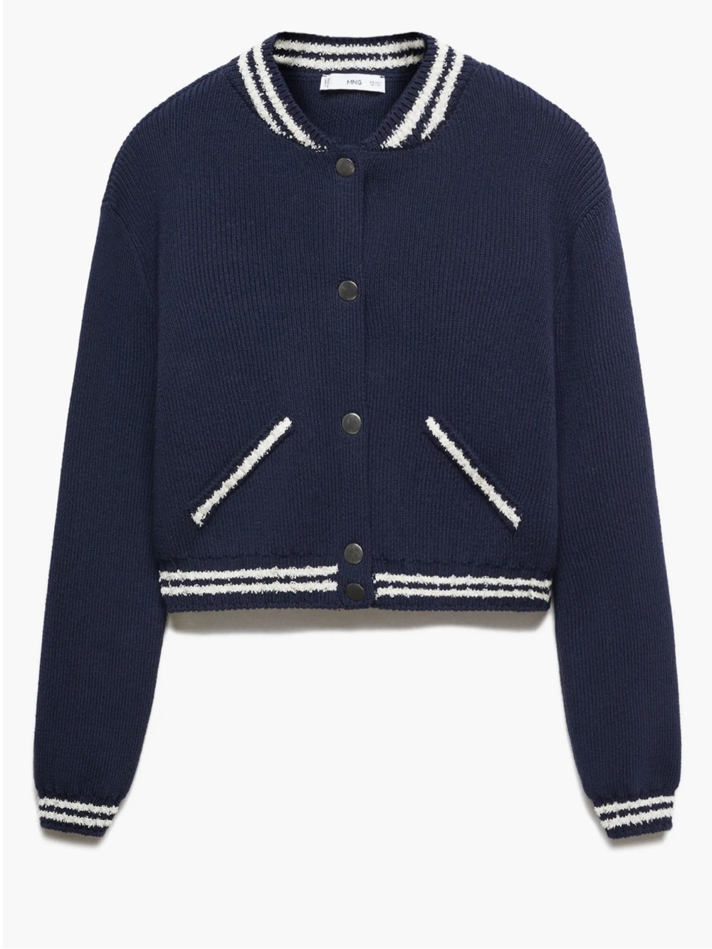 Mango contrast striped cardigan bomber Sz Medium - Picture 3 of 9